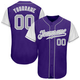 Custom Purple Gray-White Authentic Two Tone Baseball Jersey