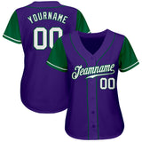 Custom Purple White-Kelly Green Authentic Two Tone Baseball Jersey