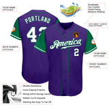 Custom Purple White-Kelly Green Authentic Two Tone Baseball Jersey