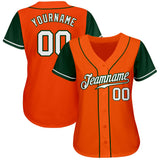 Custom Orange White-Green Authentic Two Tone Baseball Jersey