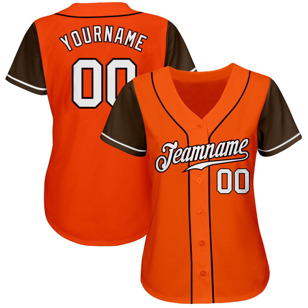 Custom Orange White-Brown Authentic Two Tone Baseball Jersey