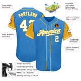 Custom Powder Blue White-Gold Authentic Two Tone Baseball Jersey