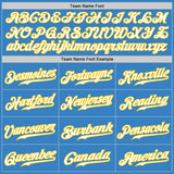 Custom Powder Blue White-Gold Authentic Two Tone Baseball Jersey