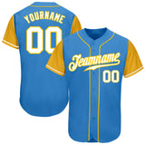 Custom Powder Blue White-Gold Authentic Two Tone Baseball Jersey