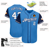Custom Powder Blue White-Navy Authentic Two Tone Baseball Jersey