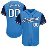 Custom Powder Blue White-Navy Authentic Two Tone Baseball Jersey