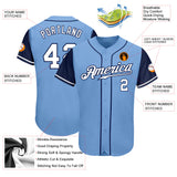 Custom Light Blue White-Navy Authentic Two Tone Baseball Jersey