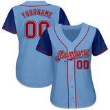 Custom Light Blue Red-Royal Authentic Two Tone Baseball Jersey