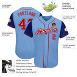 Custom Light Blue Red-Royal Authentic Two Tone Baseball Jersey