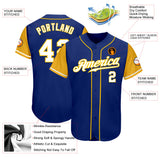 Custom Royal White-Gold Authentic Two Tone Baseball Jersey
