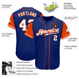 Custom Royal White-Orange Authentic Two Tone Baseball Jersey