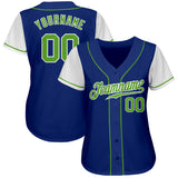 Custom Royal Neon Green-White Authentic Two Tone Baseball Jersey
