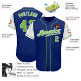 Custom Royal Neon Green-White Authentic Two Tone Baseball Jersey