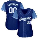 Custom Royal White-Light Blue Authentic Two Tone Baseball Jersey