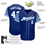Custom Royal White-Light Blue Authentic Two Tone Baseball Jersey
