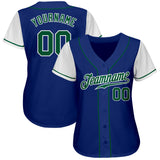 Custom Royal Kelly Green-White Authentic Two Tone Baseball Jersey