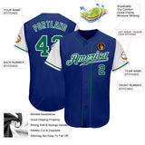 Custom Royal Kelly Green-White Authentic Two Tone Baseball Jersey