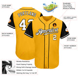 Custom Gold White-Black Authentic Two Tone Baseball Jersey