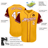 Custom Gold White-Crimson Authentic Two Tone Baseball Jersey