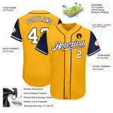 Custom Gold White-Navy Authentic Two Tone Baseball Jersey