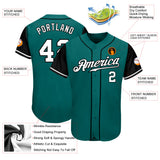 Custom Teal White-Black Authentic Two Tone Baseball Jersey