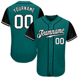 Custom Teal White-Black Authentic Two Tone Baseball Jersey