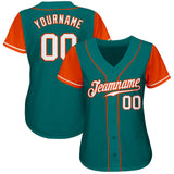 Custom Teal White-Orange Authentic Two Tone Baseball Jersey