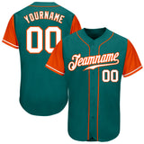 Custom Teal White-Orange Authentic Two Tone Baseball Jersey