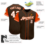 Custom Brown White-Orange Authentic Two Tone Baseball Jersey