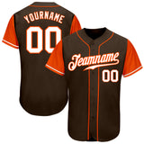 Custom Brown White-Orange Authentic Two Tone Baseball Jersey