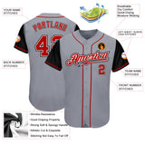 Custom Gray Red-Black Authentic Two Tone Baseball Jersey