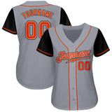 Custom Gray Orange-Black Authentic Two Tone Baseball Jersey