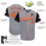 Custom Gray Orange-Black Authentic Two Tone Baseball Jersey