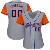 Custom Gray Royal-Orange Authentic Two Tone Baseball Jersey