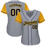 Custom Gray Navy-Gold Authentic Two Tone Baseball Jersey