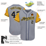 Custom Gray Navy-Gold Authentic Two Tone Baseball Jersey