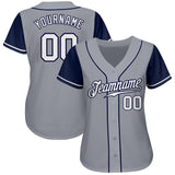 Custom Gray White-Navy Authentic Two Tone Baseball Jersey