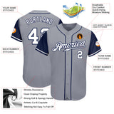 Custom Gray White-Navy Authentic Two Tone Baseball Jersey