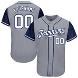Custom Gray White-Navy Authentic Two Tone Baseball Jersey
