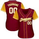 Custom Crimson White-Gold Authentic Two Tone Baseball Jersey
