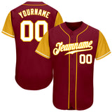 Custom Crimson White-Gold Authentic Two Tone Baseball Jersey