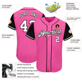 Custom Pink White-Black Authentic Two Tone Baseball Jersey