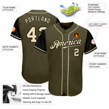 Custom Olive Cream-Black Authentic Two Tone Salute To Service Baseball Jersey