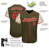 Custom Olive Red-Cream Authentic Two Tone Salute To Service Baseball Jersey