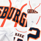 Custom White Navy-Orange Authentic Baseball Jersey