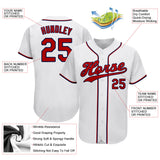 Custom White Red-Navy Authentic Baseball Jersey