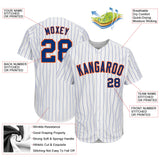 Custom White Royal Pinstripe Royal-Orange Authentic Baseball Jersey