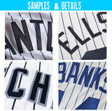 Custom White Royal Pinstripe Royal-Orange Authentic Baseball Jersey