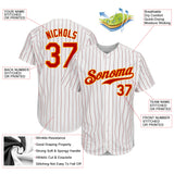 Custom White Red Pinstripe Red-Gold Authentic Baseball Jersey