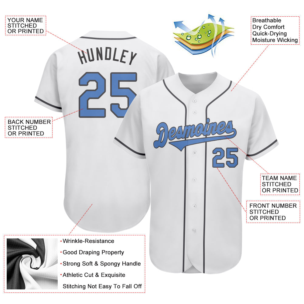 Custom White Light Blue-Steel Gray Authentic Father's Day Baseball Jersey